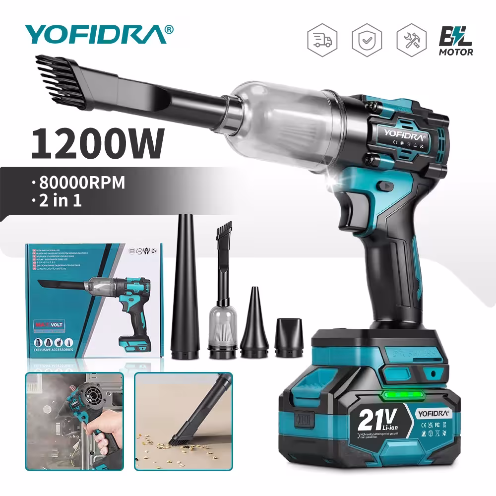 YOFIDRA 80000RPM Be šepečio 2 in 1 Turbo Pūstuvas ir Vakuuminis Valytuvas Makita 18V