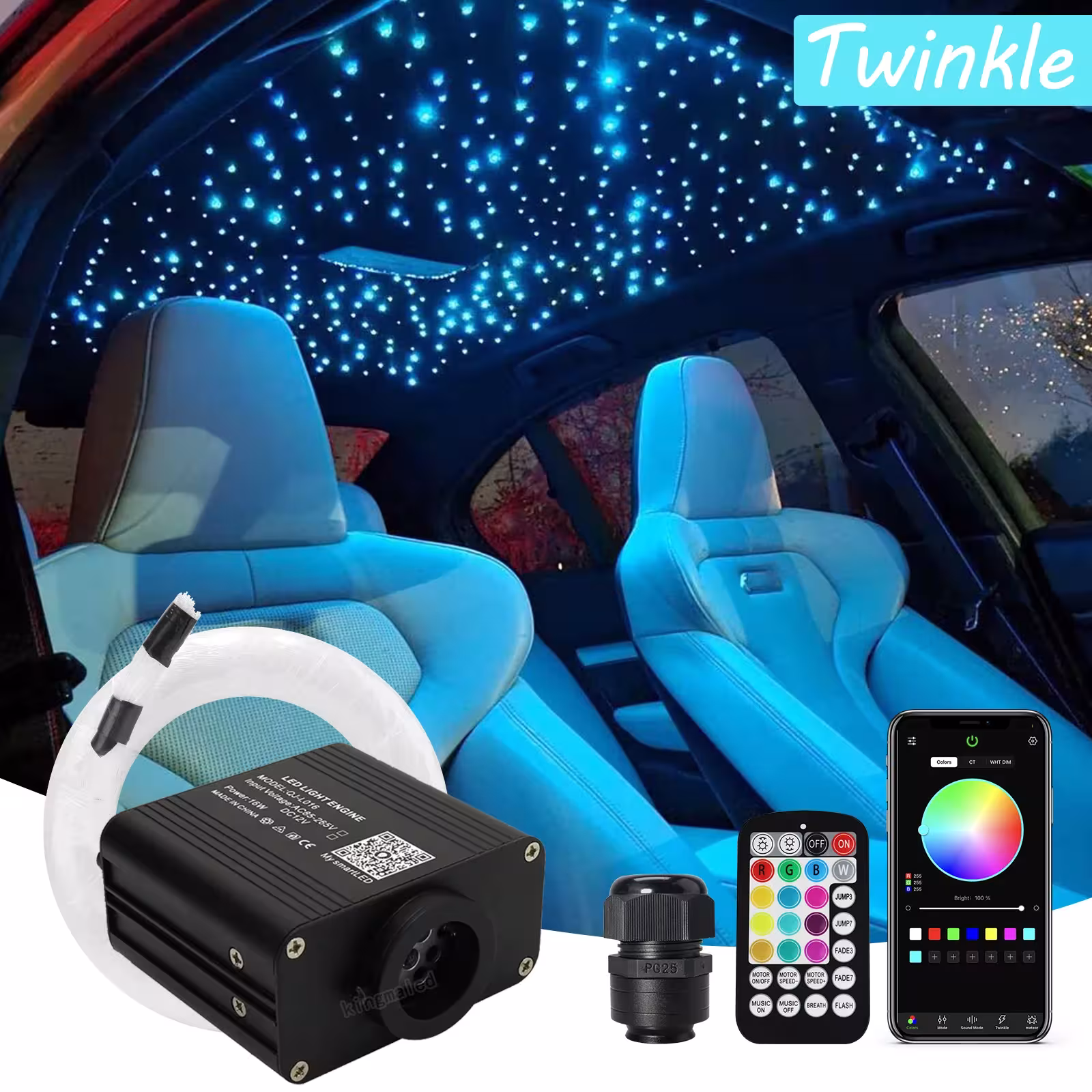 16W starry sky light RGBW colors LED program remote control