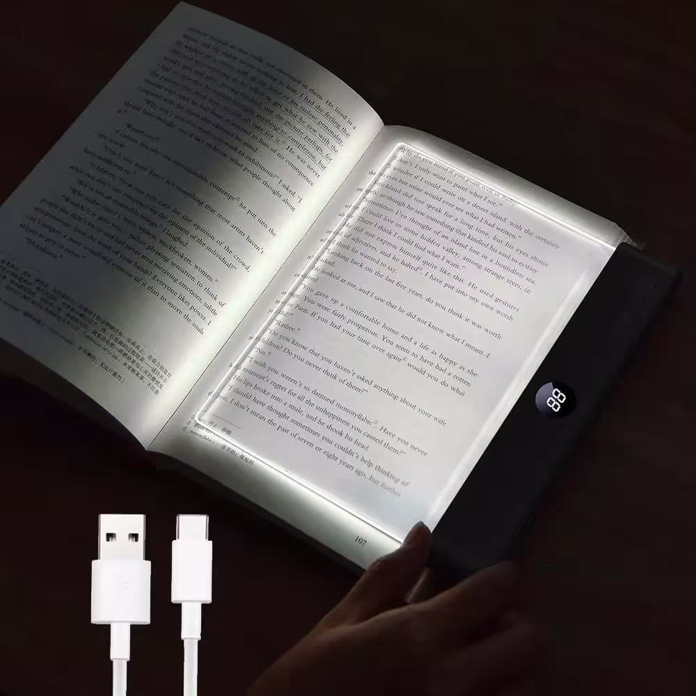 LED plokščia skaitymo lempa USB krovimas akių apsauga naktinis režimas studentams