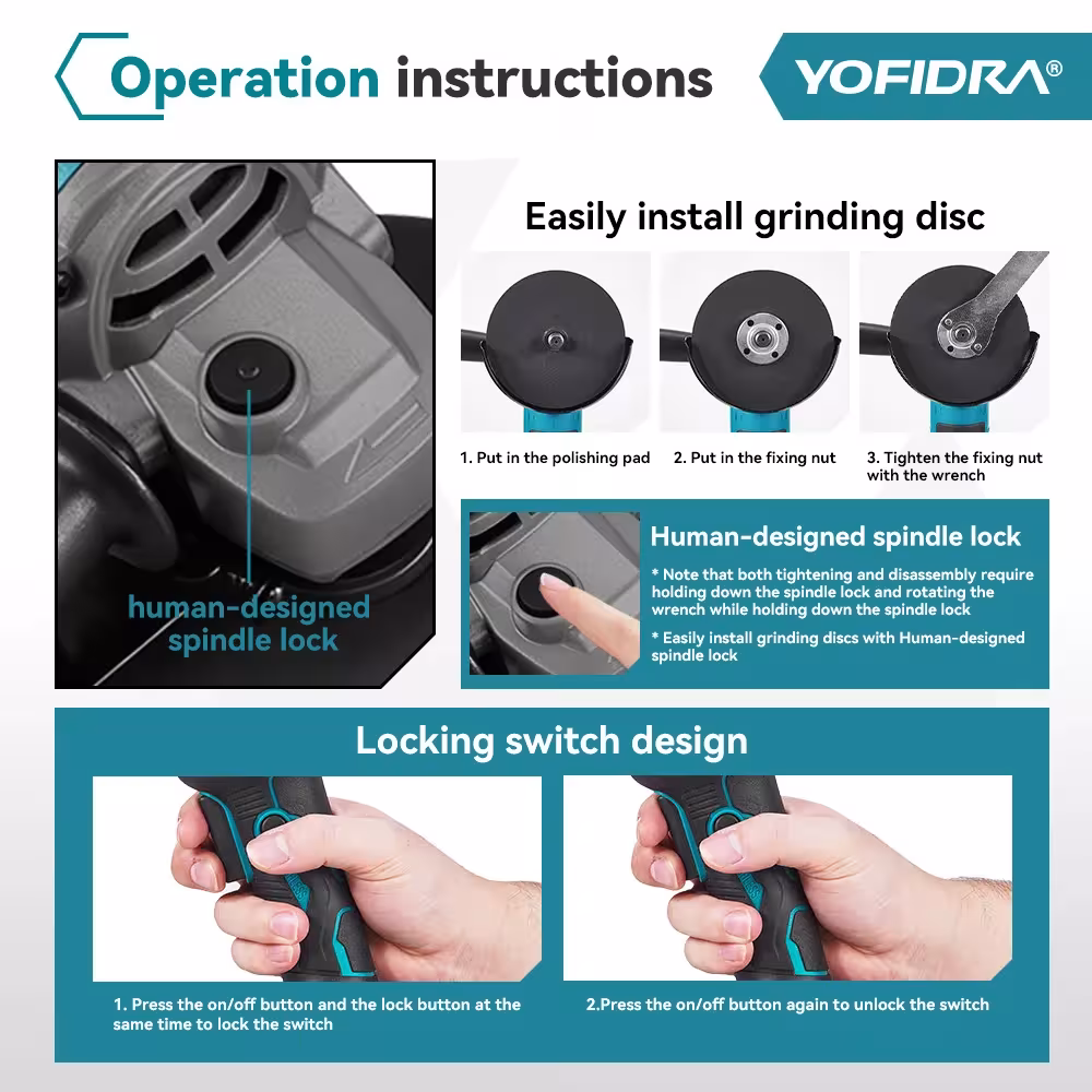 cordless angle grinder 125mm
