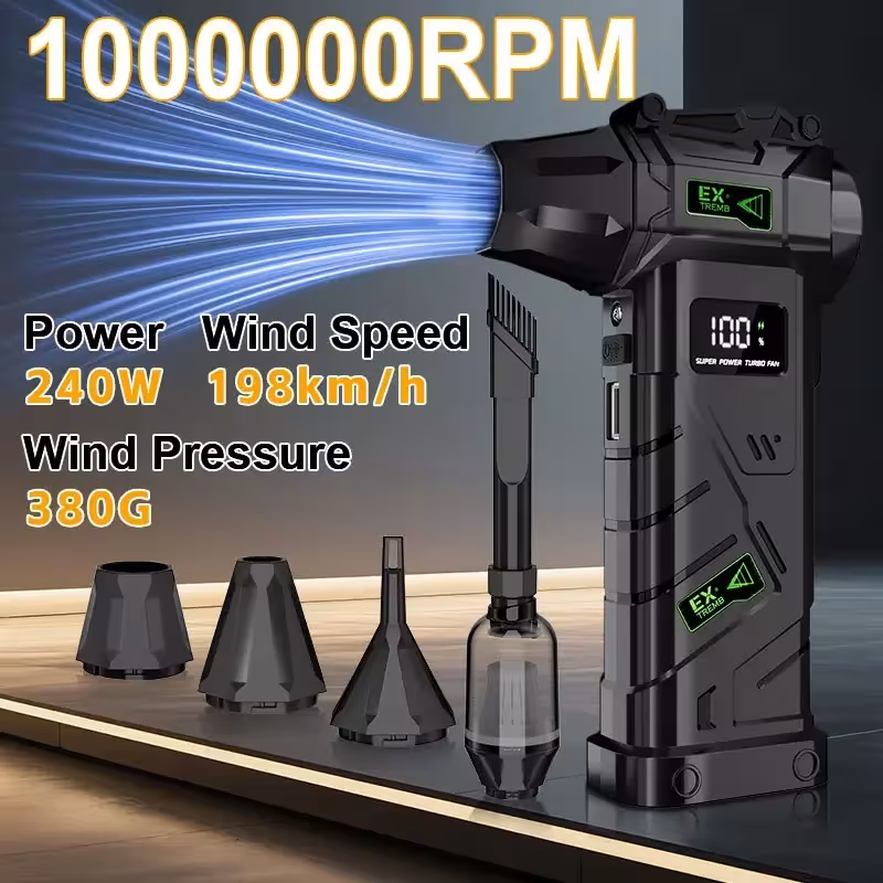 Powerful brushless turbo fan 1000000RPM with LED lighting