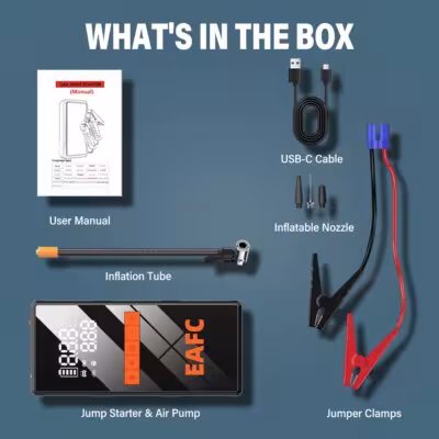 Avviatore di emergenza per auto 12V 4 in 1 compressore d'aria wireless per pneumatici Power Bank
