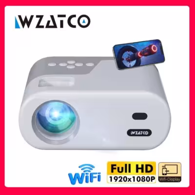 WZATCO DP02W mini proiettore WiFi 5 schermo specchio Bluetooth Full HD 1080P 4K LED