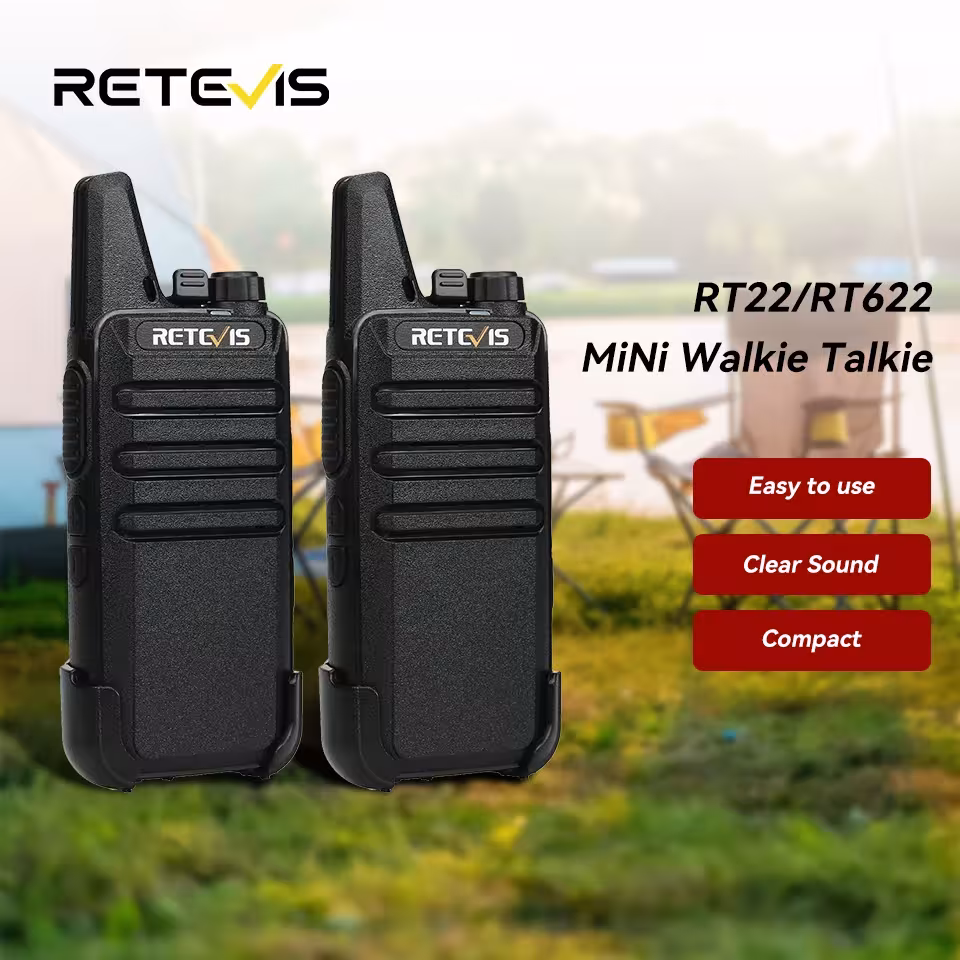 Retevis RT622 Mini Walkie Talkie 2 vnt PMR446 Nešiojamas Dvikryptis Radijas Restoranui