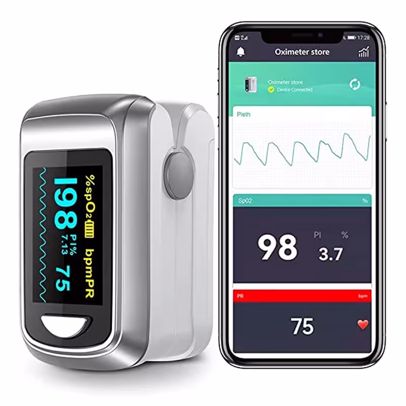 HealthTree Pulsossimetro da dito per la saturazione di ossigeno nel sangue SpO2 con Bluetooth