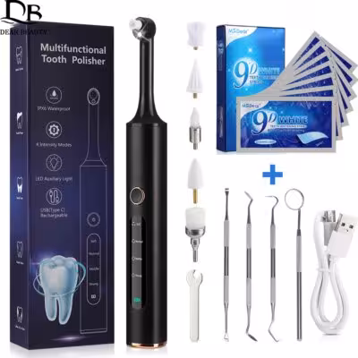 Lucidatrice dentale elettrica a 360° con luce LED e 5 punte