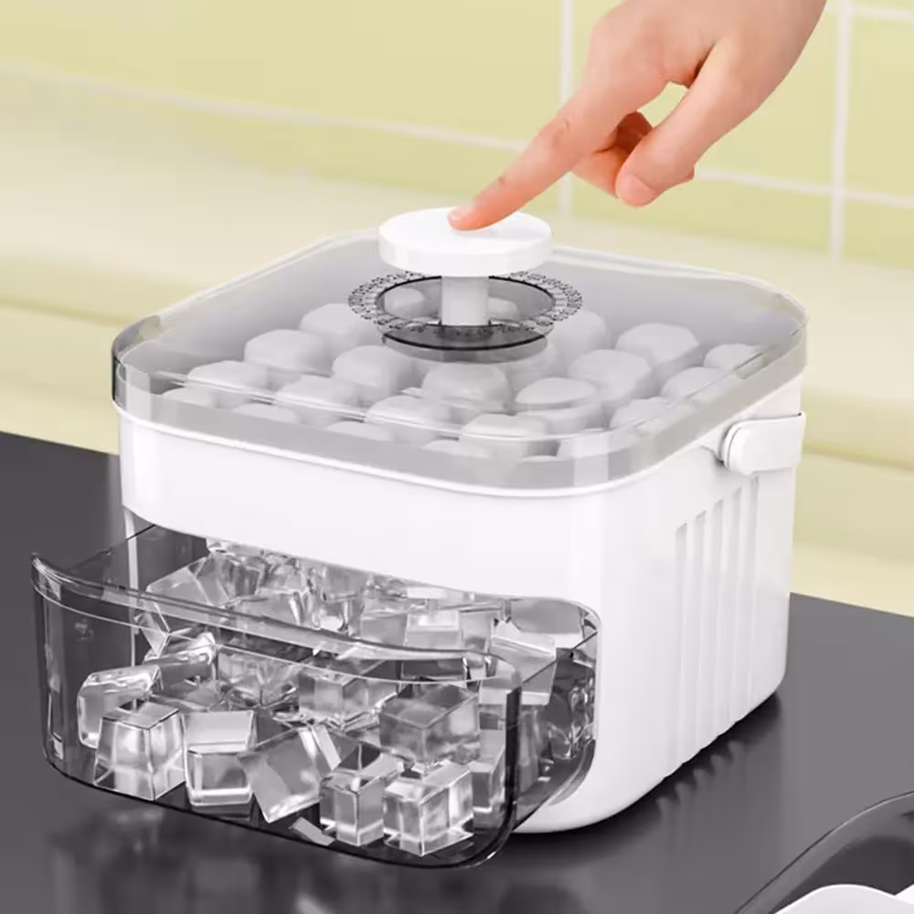 Produttore di ghiaccio da 50 cubetti con sistema di estrazione facilitata a doppio strato per frigorifero