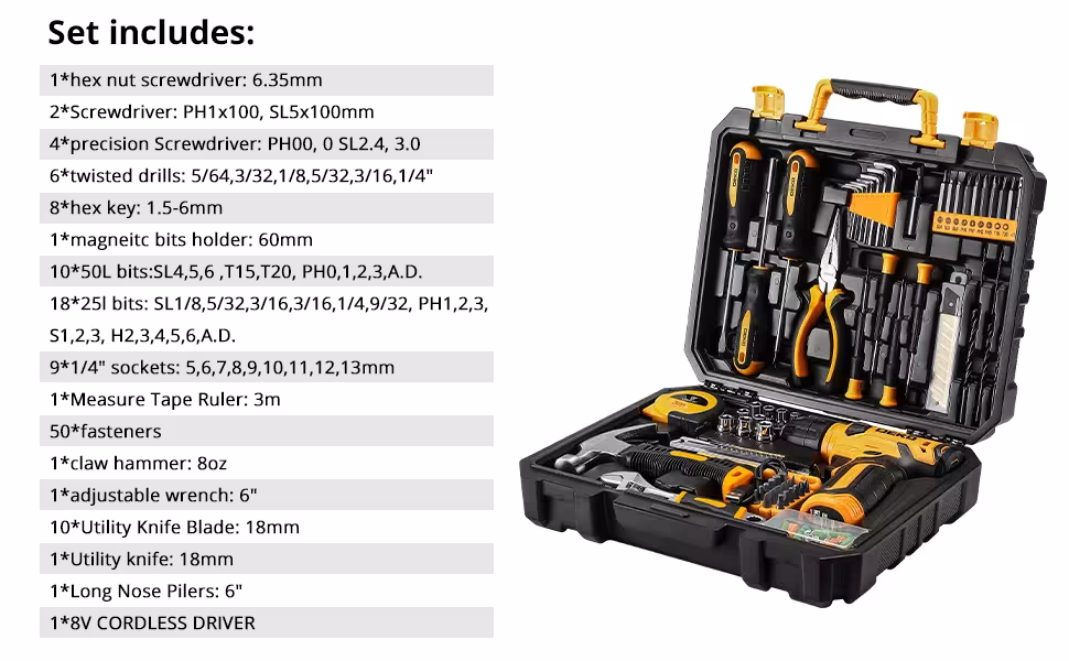 ensemble d'outils électriques 126 pièces