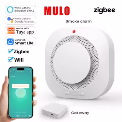Rilevatore di fumo intelligente ZigBee WiFi con l'app Tuya Smart Life per la sicurezza domestica