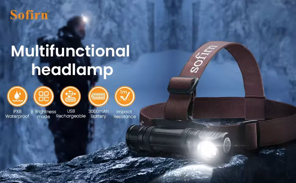 LED headlamp USB C