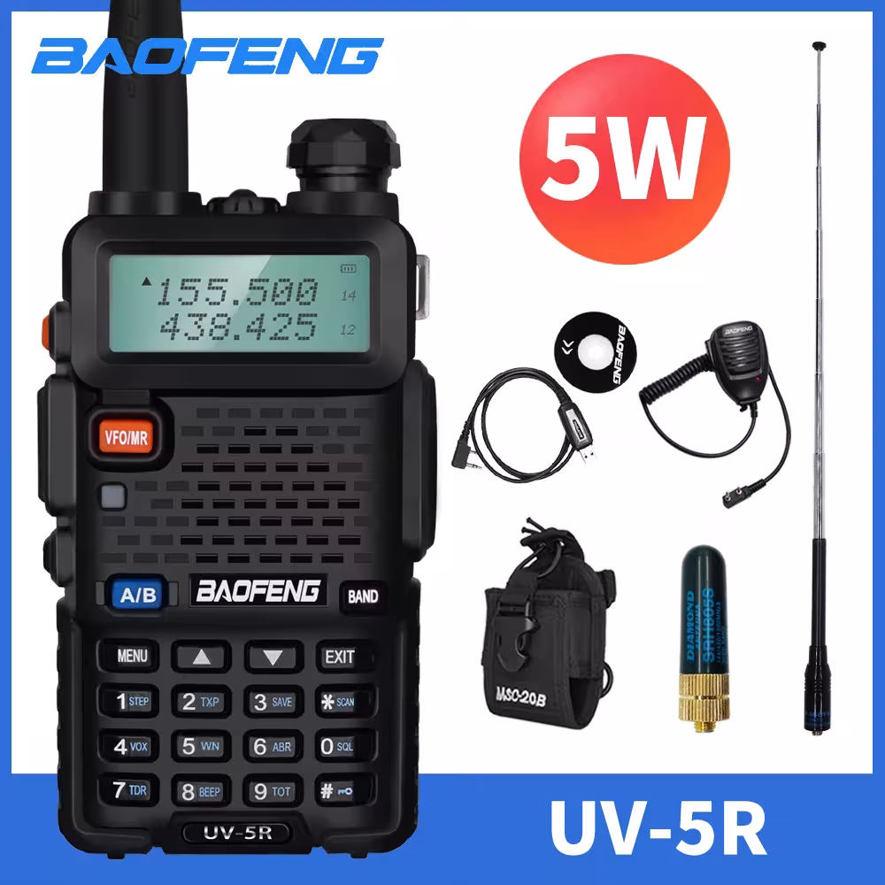Baofeng UV-5R 8W radijo stotelė 10 km nuotoliu dviejų dažnių FM radijo