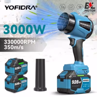 YOFIDRA 330000RPM Soplador de hojas manual de 3000W con ventilador turbo eléctrico sin escobillas