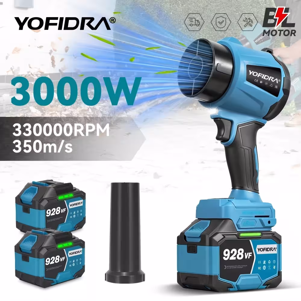 YOFIDRA 330000RPM Bevepis Elektrinis Turbo Pūstas Ventiliatorius 3000W Rankinis Lapų Pūstuvas