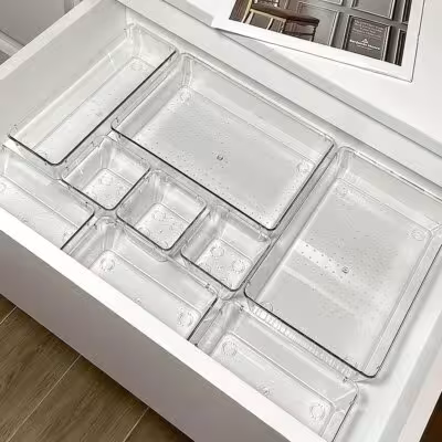 7 pezzi cassetto assemblaggio scatola di plastica trasparente