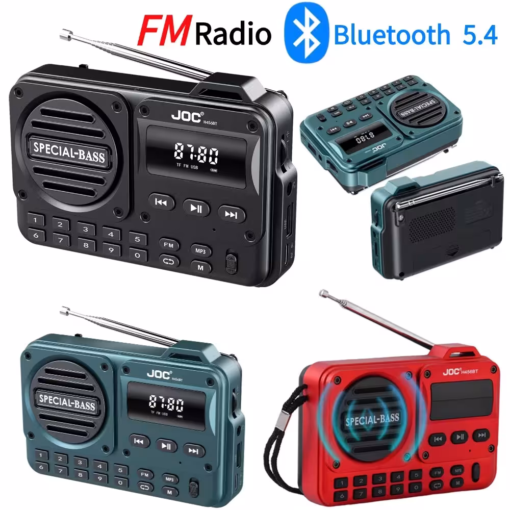 Radio FM digitale portatile con batteria ricaricabile, Bluetooth 5.4 e display LED