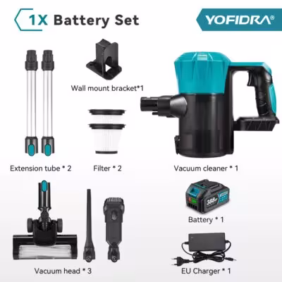 YOFIDRA 1800W Aspirateur sans balais 30KPa 1.5L Outil de nettoyage domestique puissant portable pour batterie Makita 18V