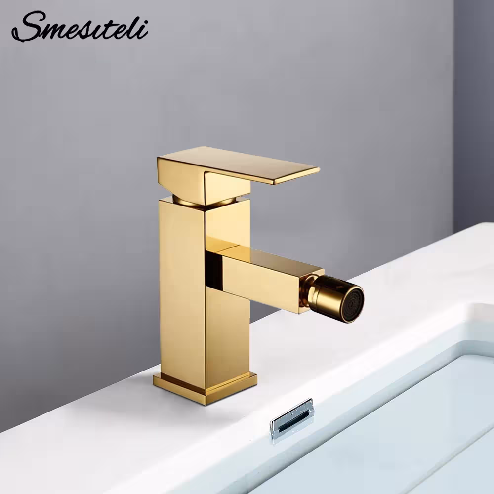 Smesiteli bathroom bidet faucet square style polished gold color