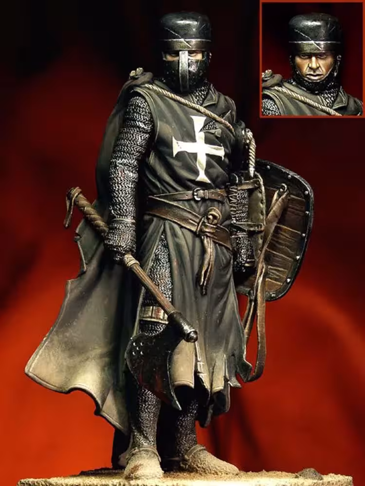 Knight figure model made of resin, unassembled, 90 mm height, 1/18 scale, for collectors