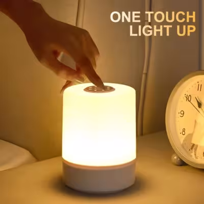 Touch-sensitive night light with 3 light modes