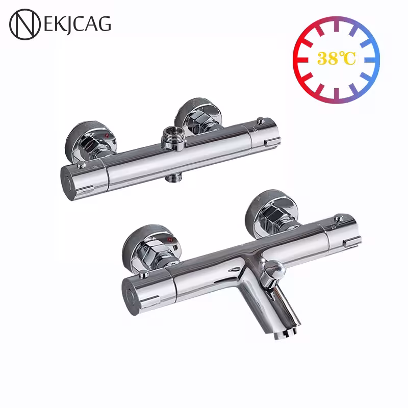 Mitigeur thermostatique de douche pour baignoire chromé régulateur d'eau chaude et froide