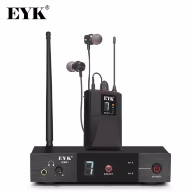Système de monitoring intra-auriculaire sans fil UHF EYK IEM81 à 16 fréquences pour chanteurs sur scène