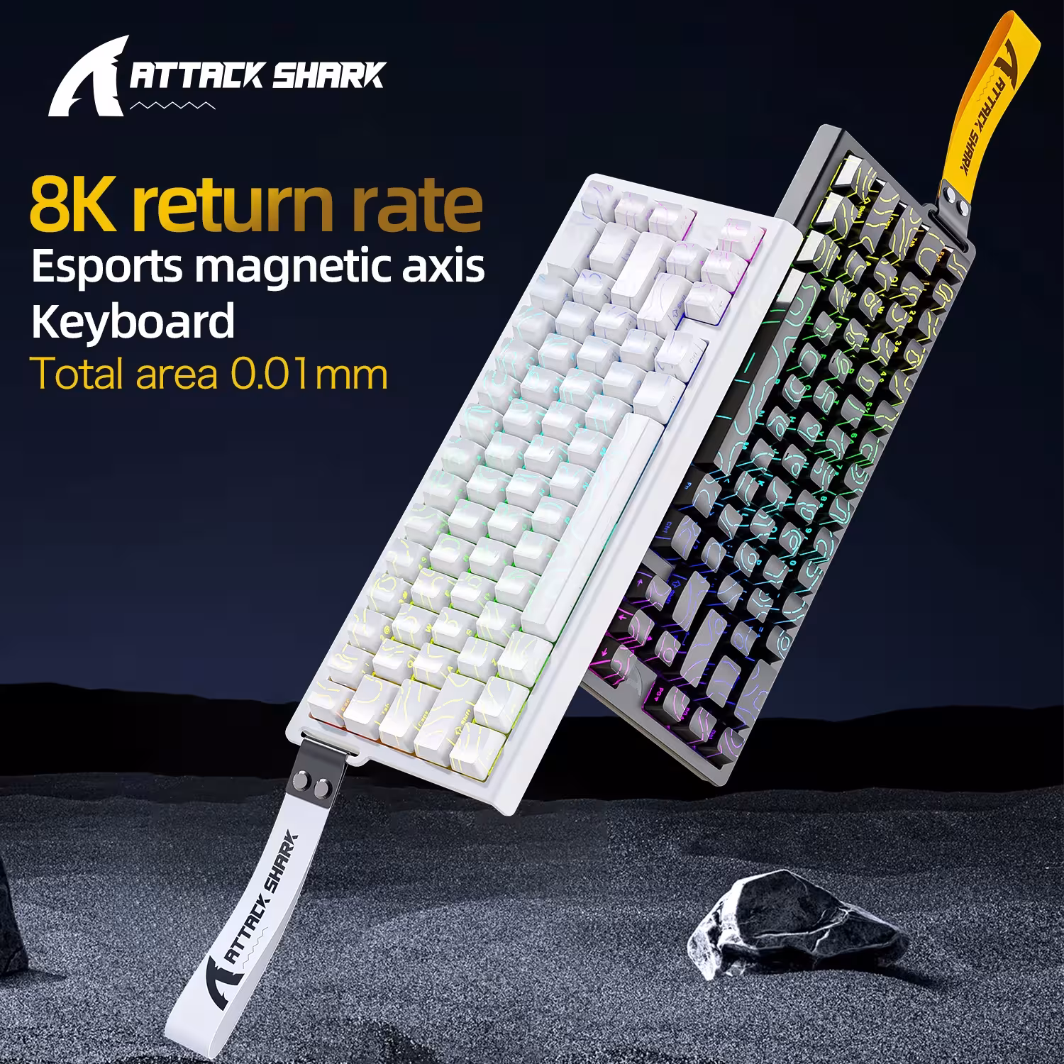 X68HE ATTACK SHARK magnetinė žaidimų klaviatūra mechaninė 8000Hz sparta