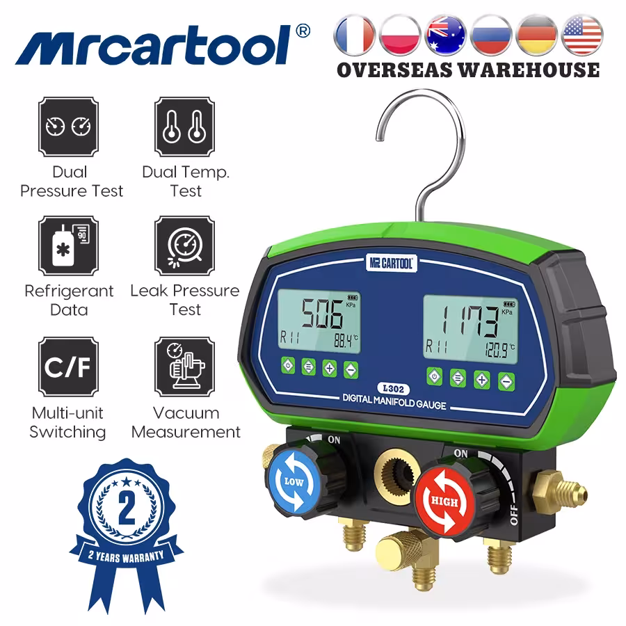 MRCARTOOL L302 HVAC vakuuminis slėgio temperatūros testuoklis šaldymui