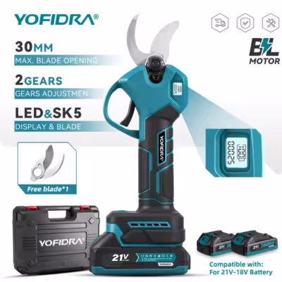 Tijeras eléctricas sin escobillas Yofidra para podar, 30mm, con carga compatible con Makita 18V