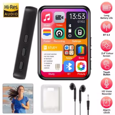 Lettore MP3 portatile con schermo da 2,4 pollici Bluetooth 5,4 e altoparlante