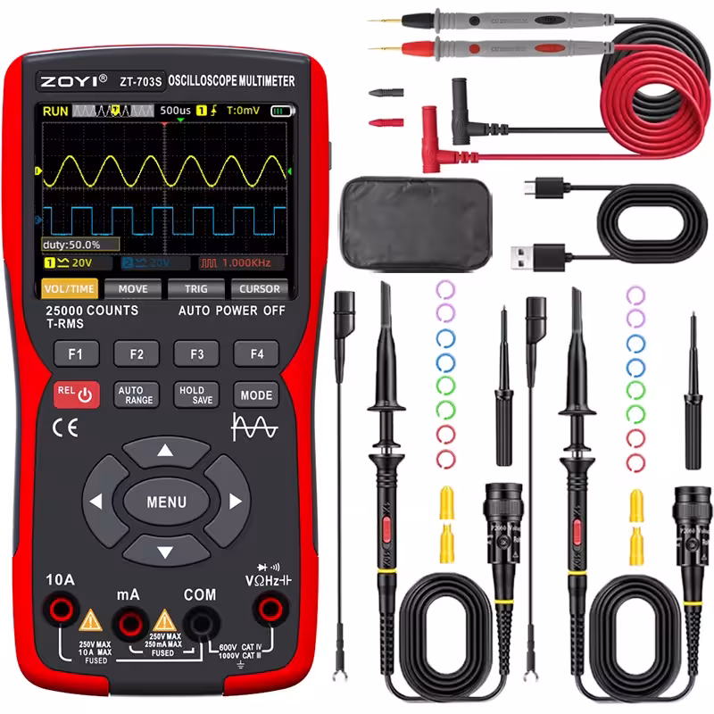 Generador de señales multifuncional 3 en 1 para electricistas ZOYI osciloscopio de doble canal ZT-703S