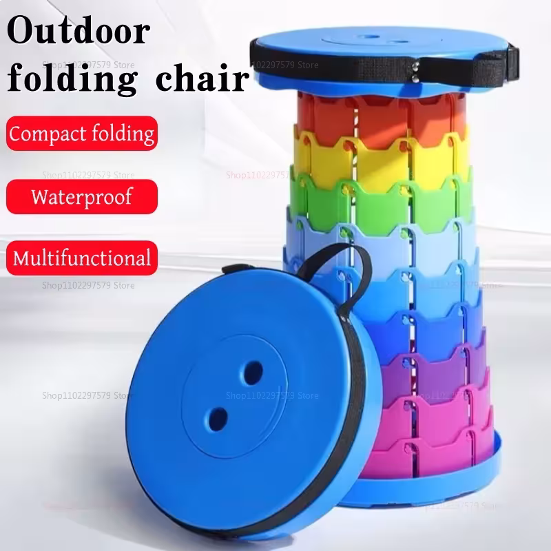Foldable lightweight camping chair with three-level height adjustment