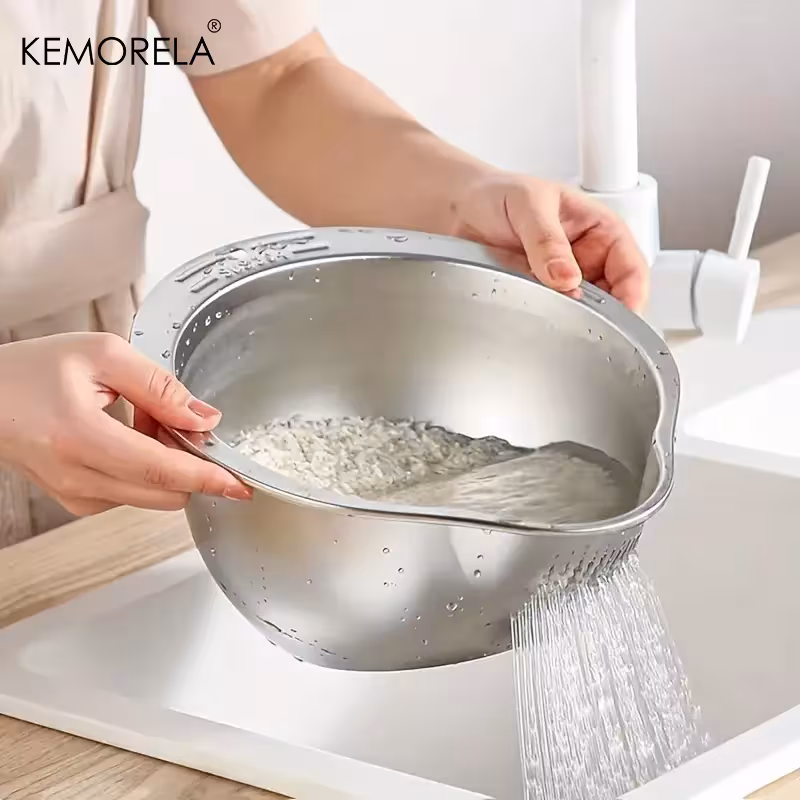 Nerūdijančio plieno 304 ryžių plovimo sietuvė stiklinė colander daržovėms
