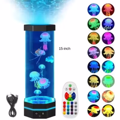 LED projection jellyfish lamp with USB and battery power