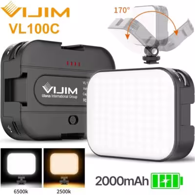 Ulanzi VL100C LED-Videoleuchte 3200K-6500K 170° verstellbarer Kugelkopf Vlog-Fülllicht