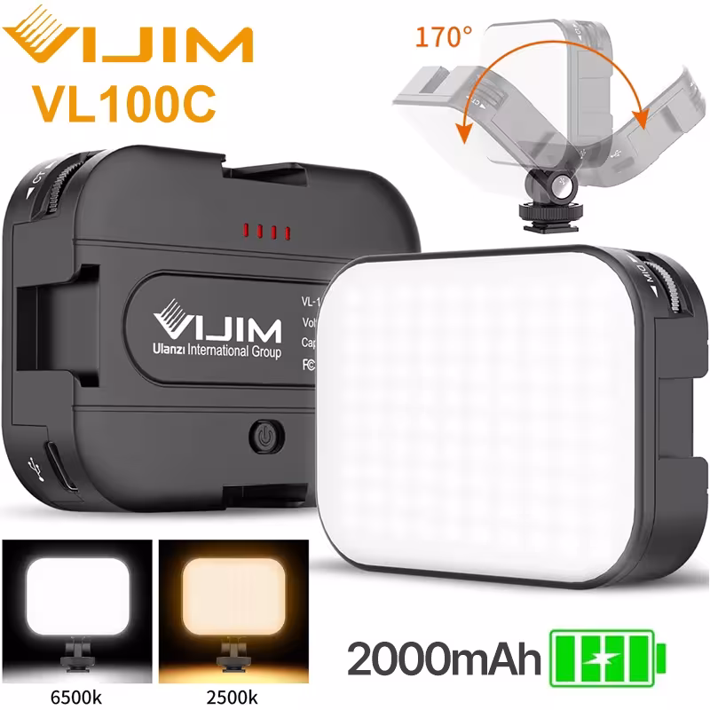 Ulanzi VL100C LED Video Light 3200K-6500K 170° Adjustable Ballhead Vlog Fill Light