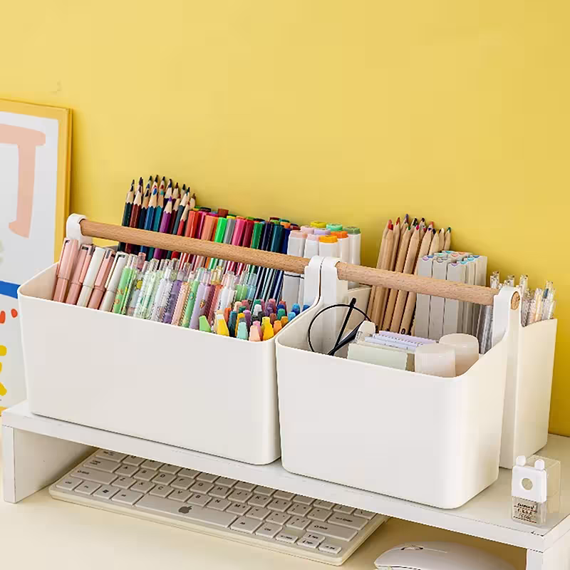 Multifunctional Opening Box for School Office Portable Pen Storage Box