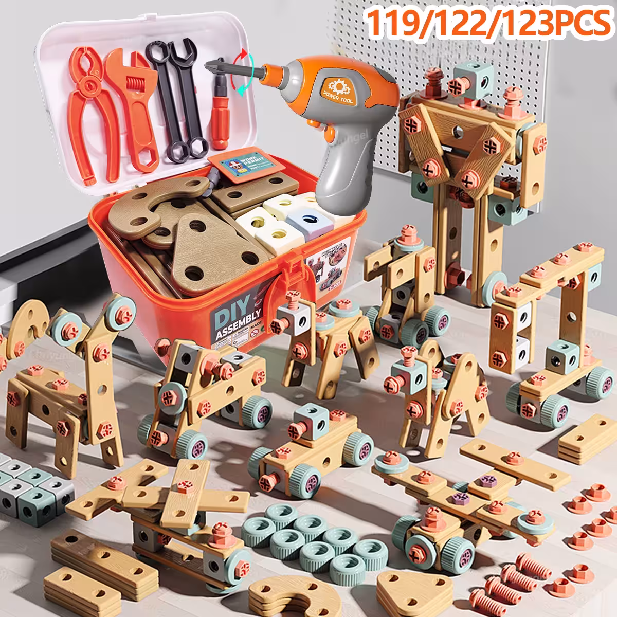 Jeu d'outils pour enfants avec perceuse électrique, jouet éducatif STEM dès 3 ans.