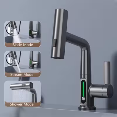 Medidor de lavabo de baño de temperatura de gota de agua