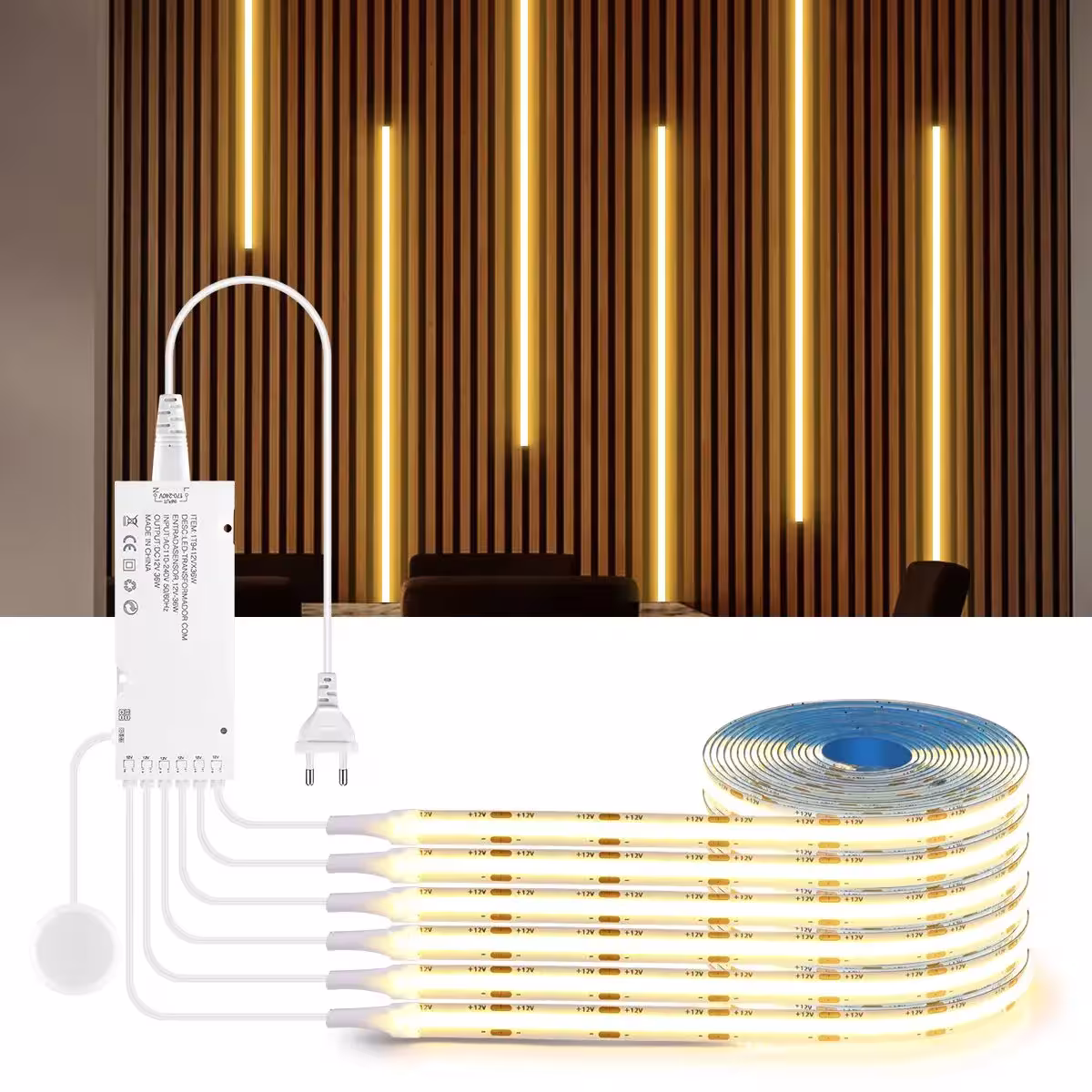 Striscia LED COB 100-500 cm con interruttore a sensore, luce regolabile per la casa