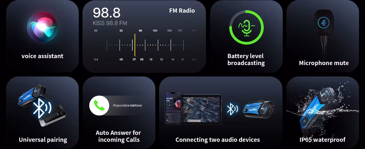 motociklų šalmo Bluetooth ausines