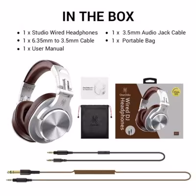Oneodio A71 Original Studio DJ ausinės su mikrofonu ir giliu bassu