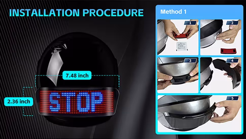 moto casco schermo LED