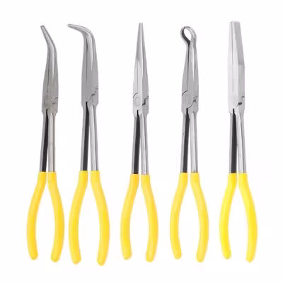 DIY extra long nose pliers with straight and bent ends mechanic tools