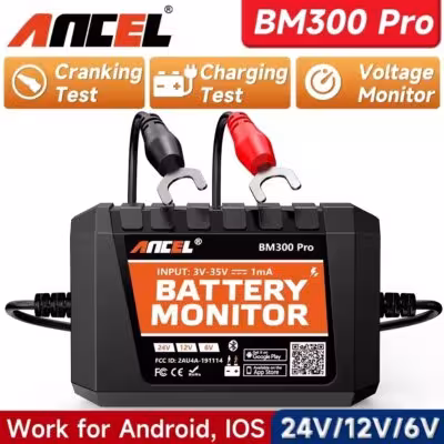 Testador de monitor de batería ANCEL BM300 Pro Bluetooth 6V / 12V / 24V