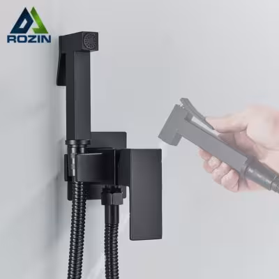 Miscelatore per doccia da bagno a parete Rozin Black Bidet