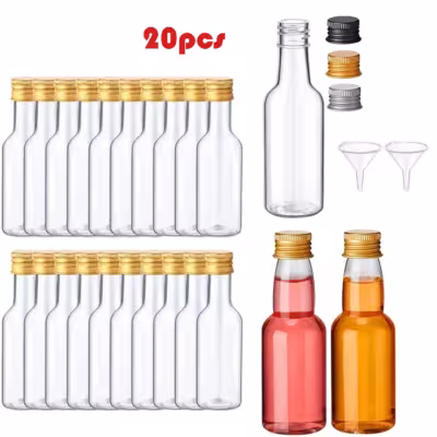 20 mini bouteilles de vin avec couvercle en argent or ou noir