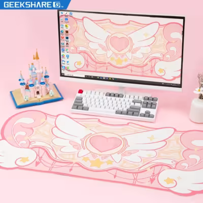 GeekSare game mat 84x37cm pink with stars and wings