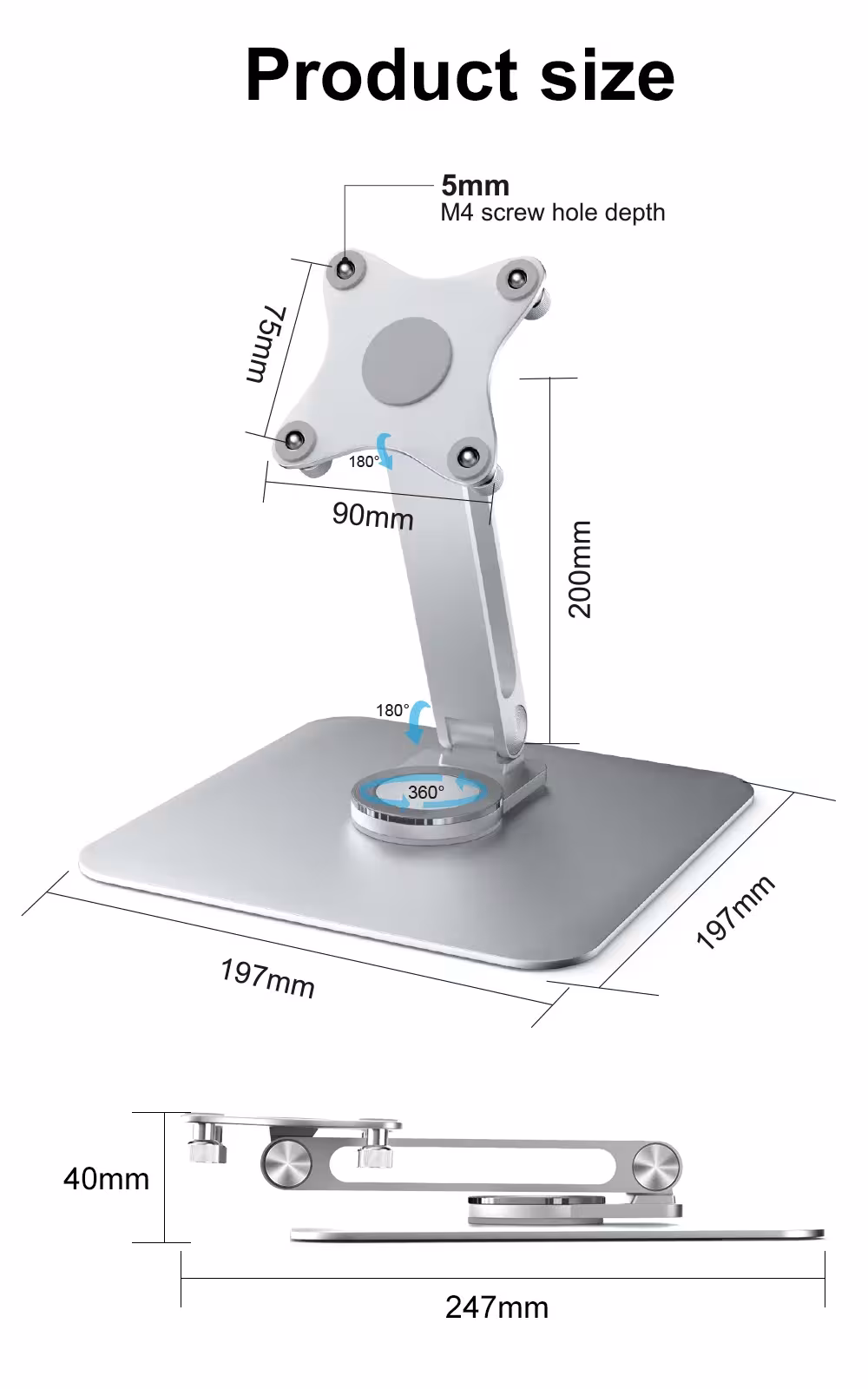 soporte de aluminio para monitor
