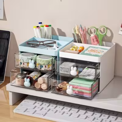 Pequeño organizador de oficinas con cajón, productos cosméticos y de oficina