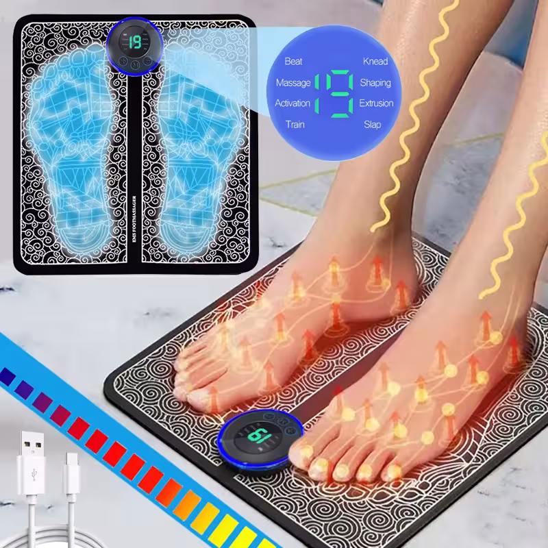 Masajeador de pies eléctrico con 8 modos y 19 niveles de intensidad para el hogar